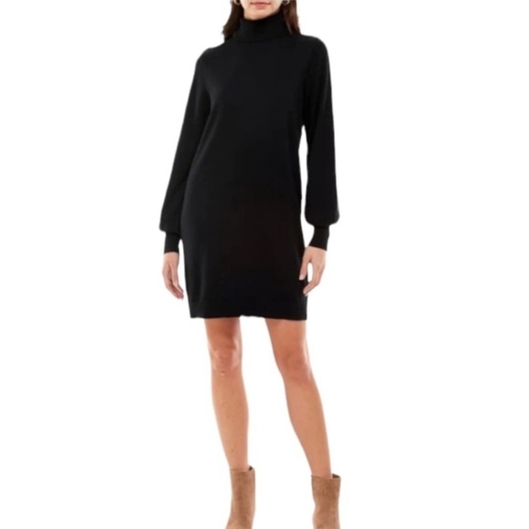 WAYF Black Wool Blend Turtleneck Mini Sweater Dress  Size Small - Picture 1 of 11